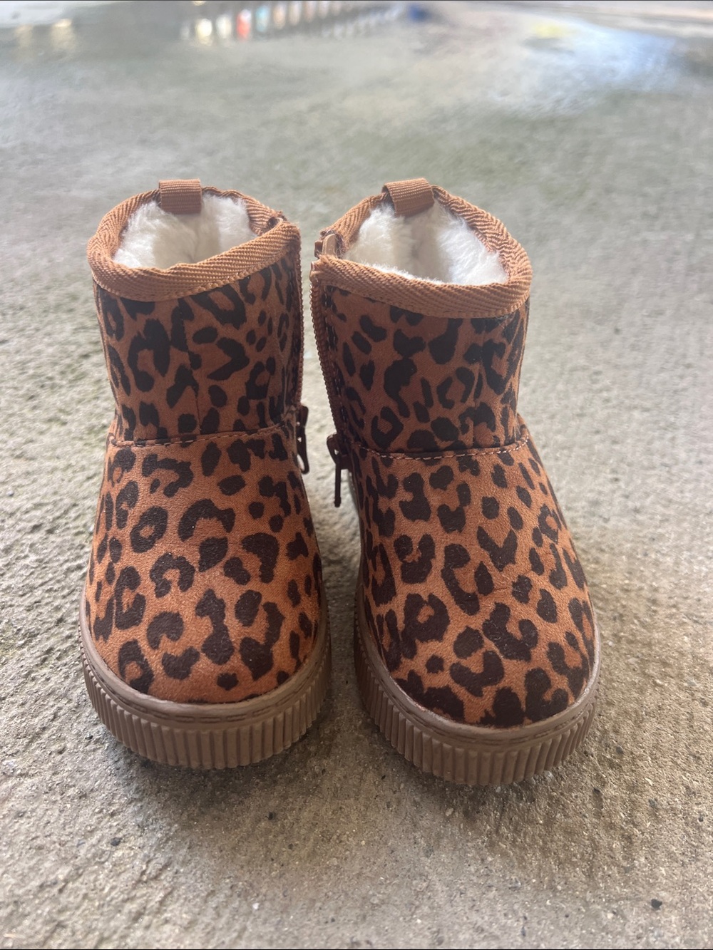 Cat & Jack Leopard Print Faux Fur Lined Toddler Boots - Brown